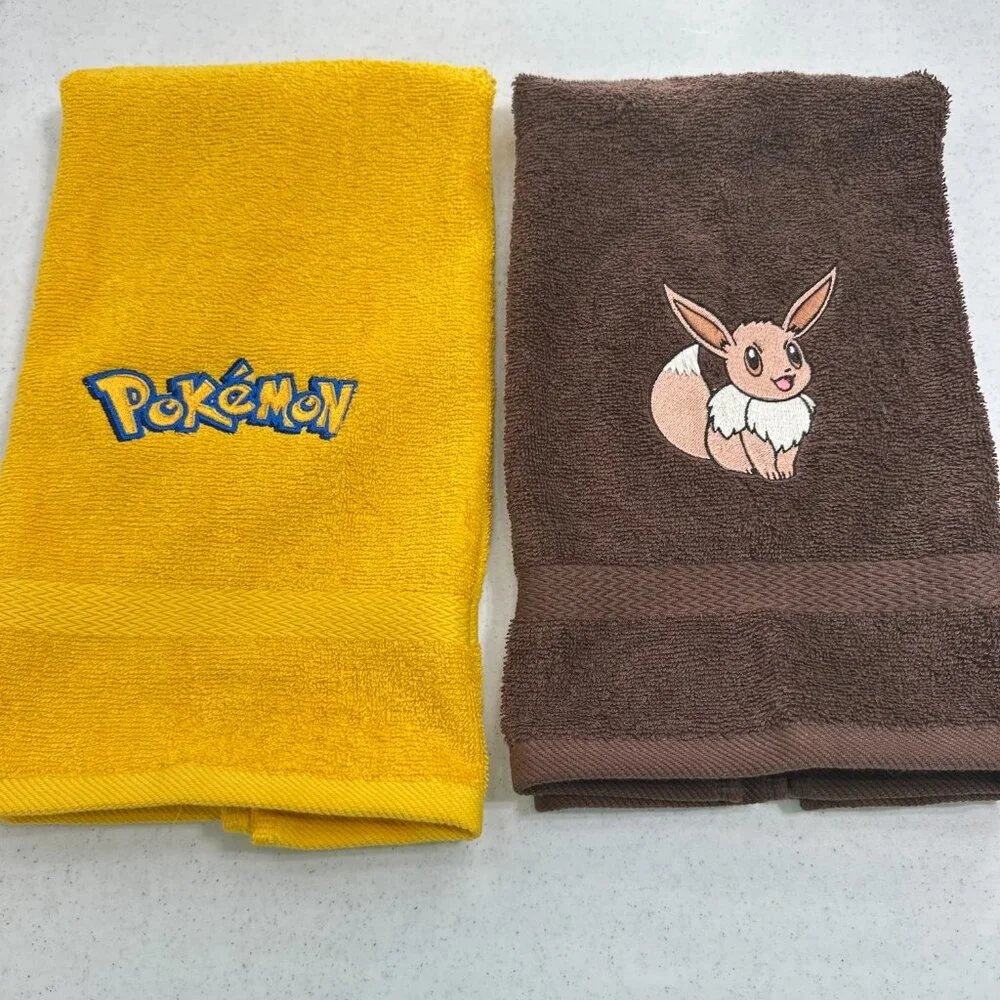 Pokemon Towels Embroidered Hand Towel Set Bathroom Decor Anime Gamer Gift